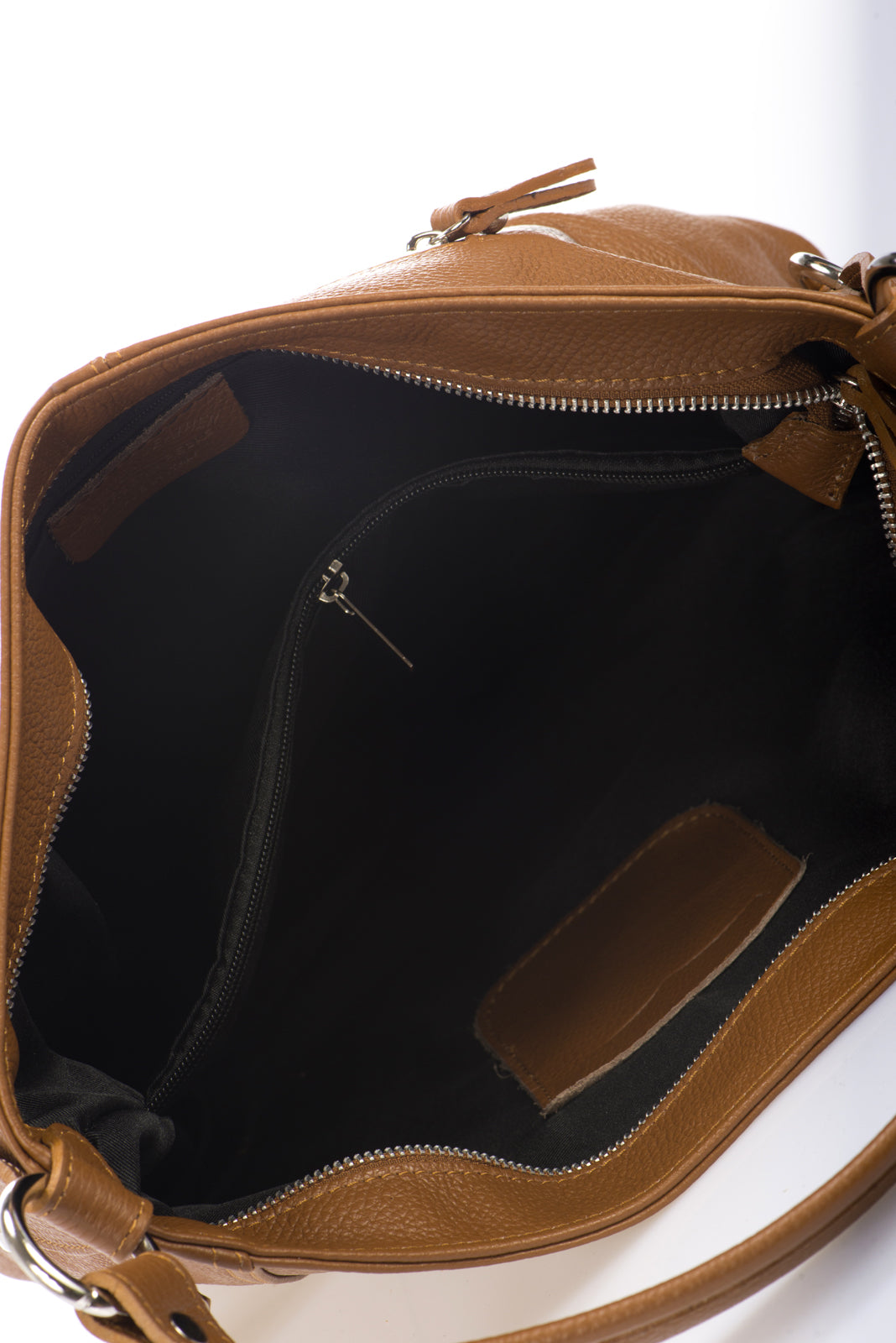 NAOMI Leather Shoulder Bag - Cognac