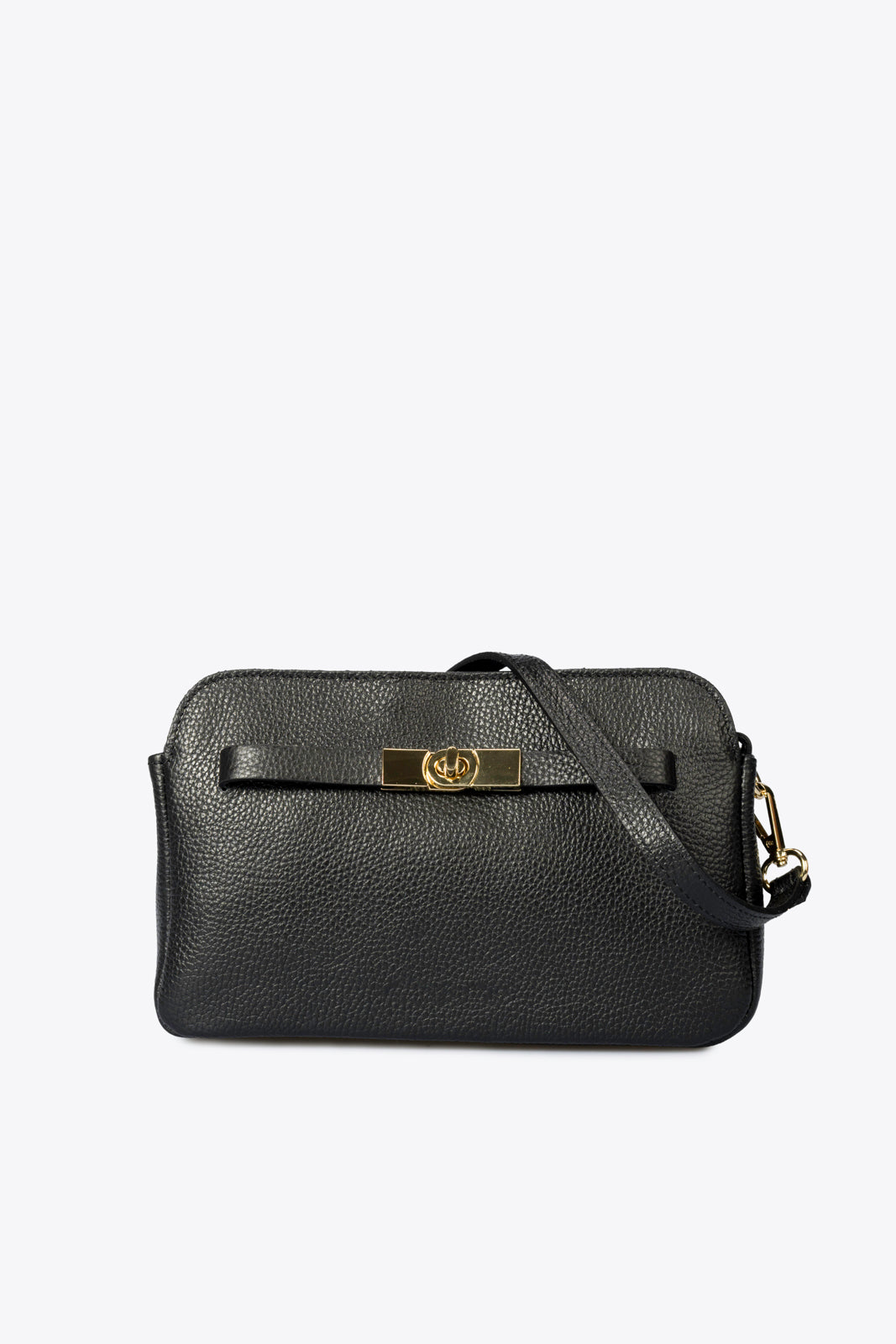 HILDA Leather Crossbody Bag - Black
