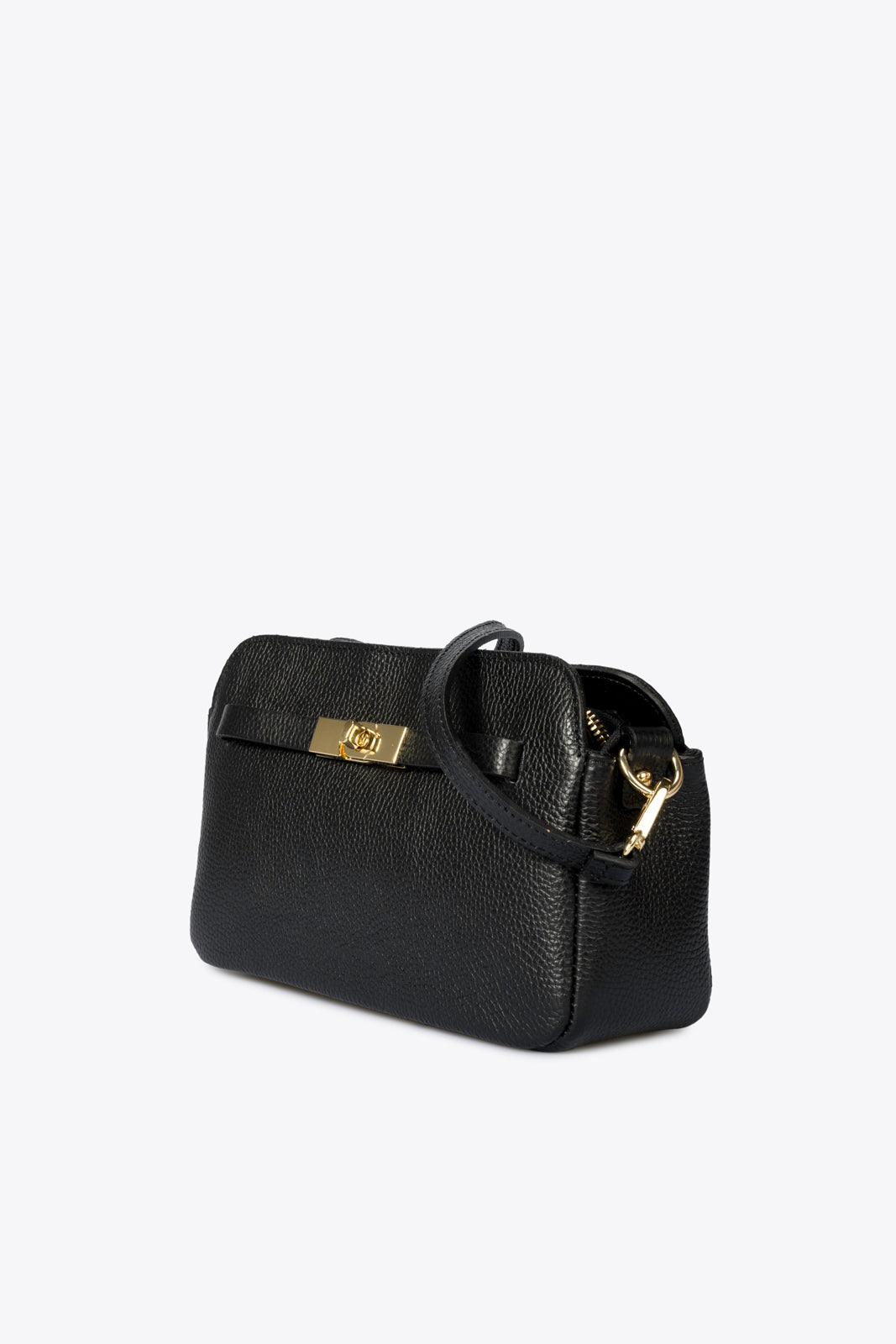 HILDA Leather Crossbody Bag - Black