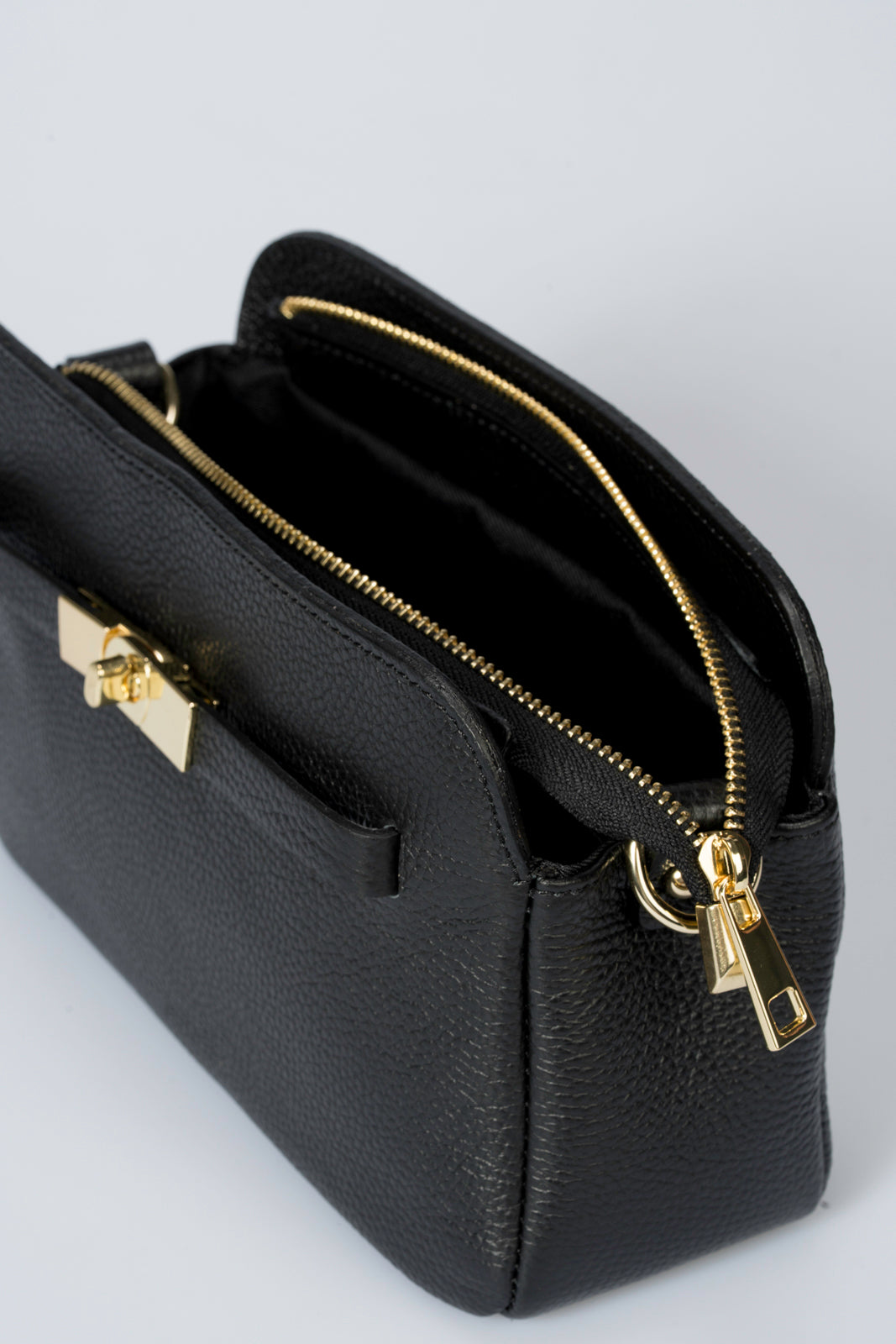 HILDA Leather Crossbody Bag - Black
