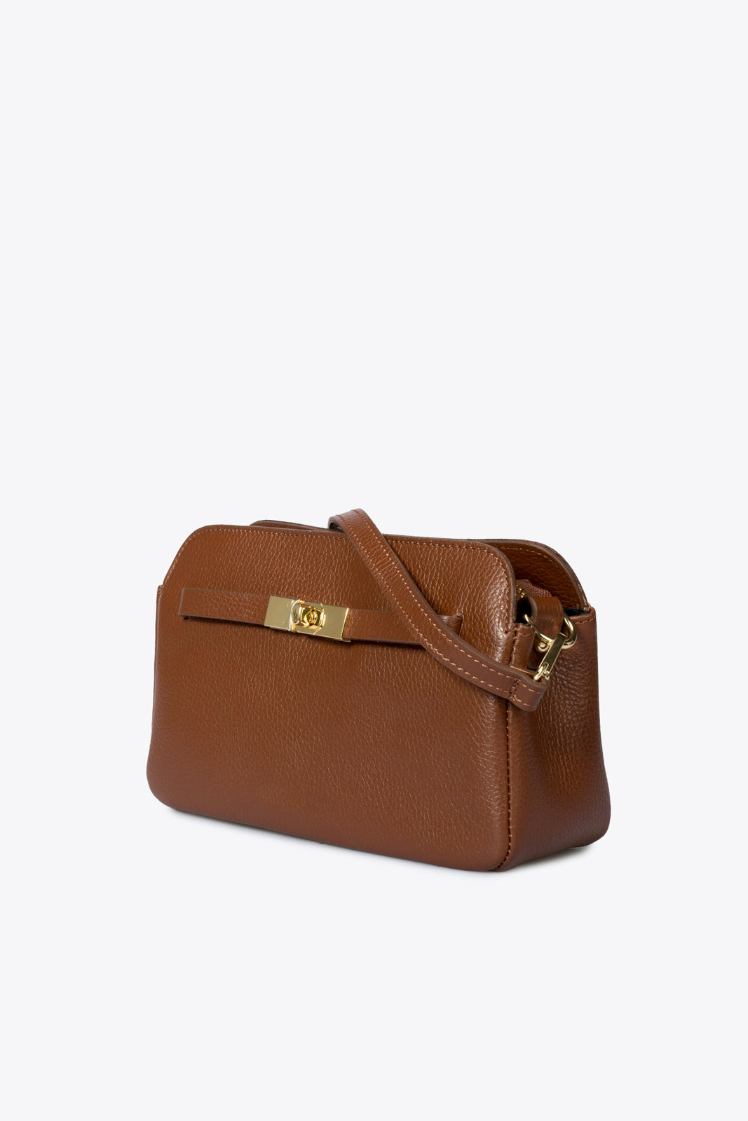HILDA Leather Crossbody Bag - Brown