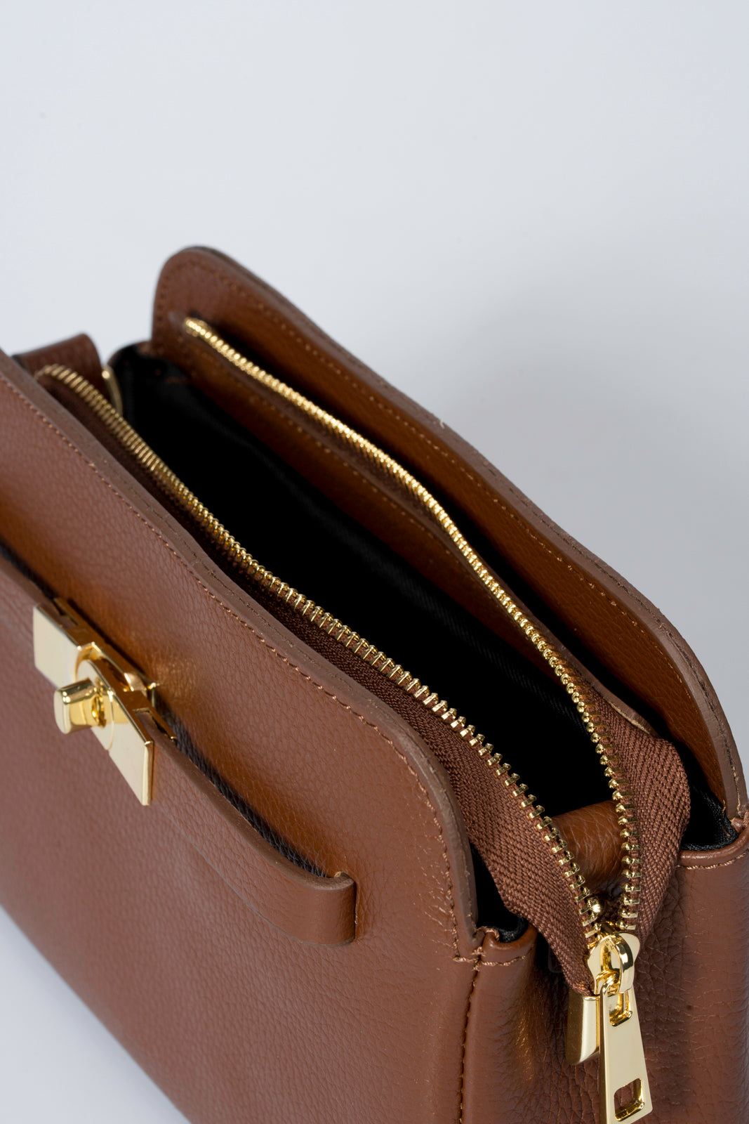 HILDA Leather Crossbody Bag - Brown