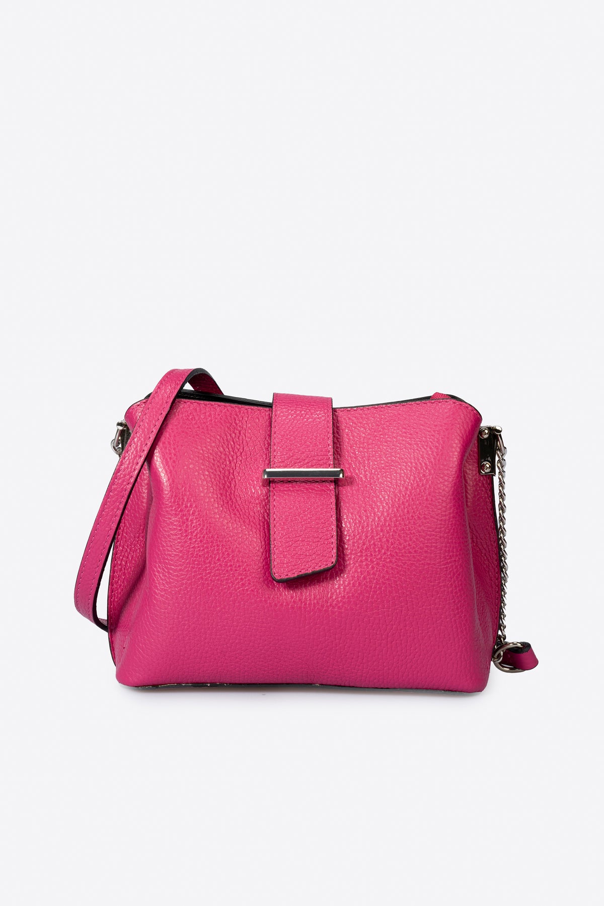 ZOE Leather Crossbody Bag - Fuxia