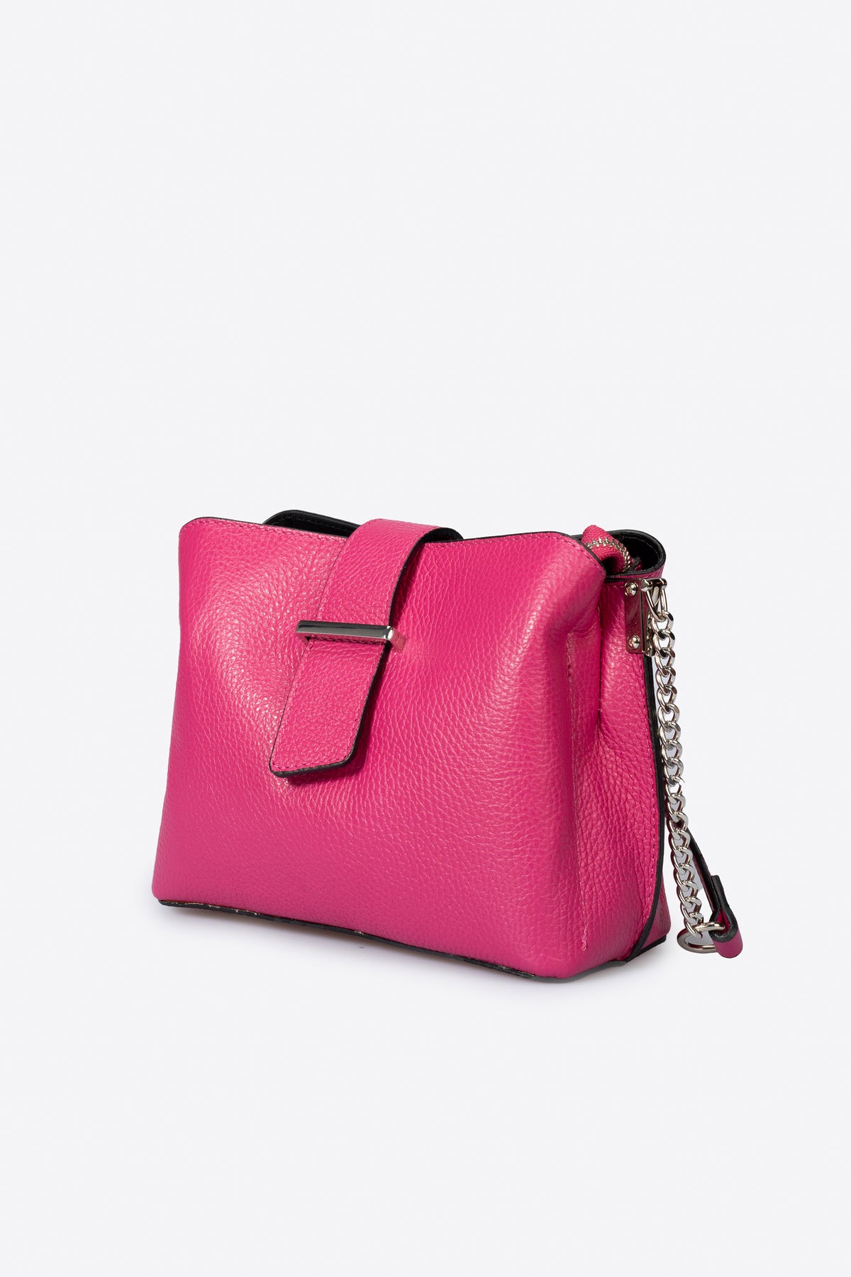 ZOE Leather Crossbody Bag - Fuxia