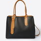 CAROLINA Leather Top Handle Bag - Black+Cognac