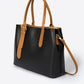 CAROLINA Leather Top Handle Bag - Black+Cognac