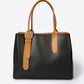 CAROLINA Leather Top Handle Bag - Black+Cognac