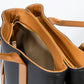 CAROLINA Leather Top Handle Bag - Black+Cognac