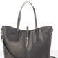 MAREN Leather Top Handle Bag - Black