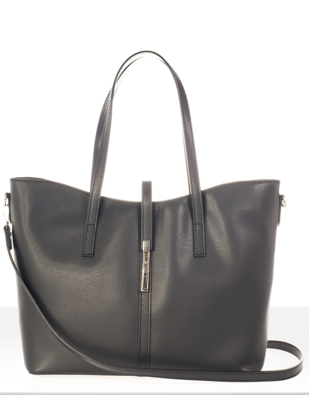 MAREN Leather Top Handle Bag - Black