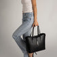 MAREN Leather Top Handle Bag - Black