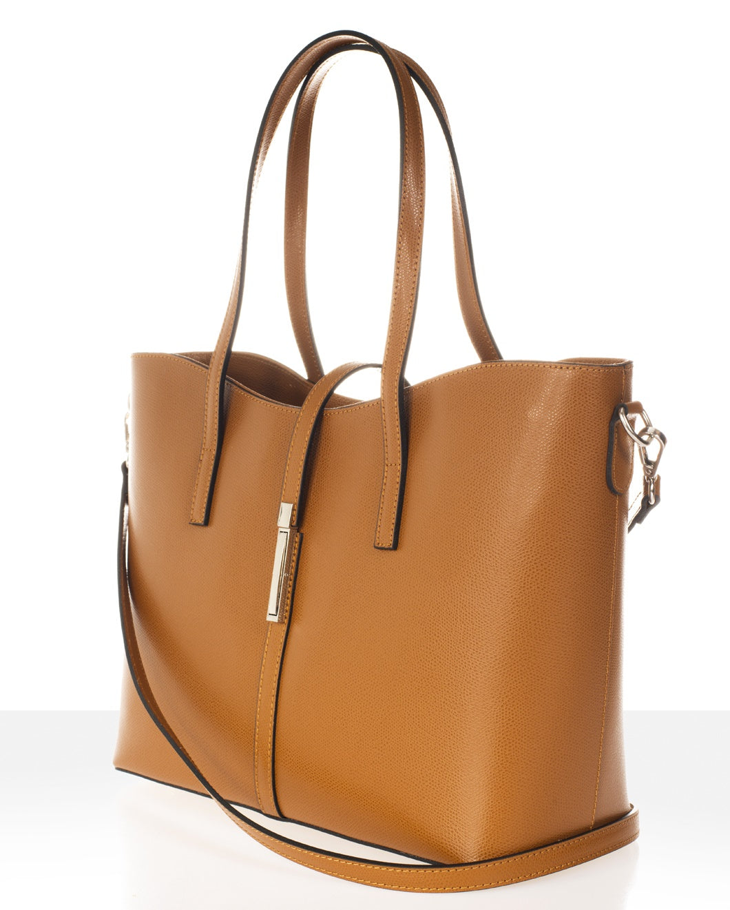 MAREN Leather Top Handle Bag - Cognac