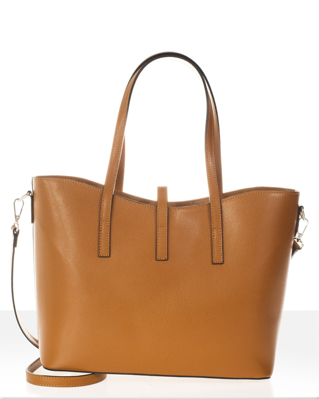 MAREN Leather Top Handle Bag - Cognac