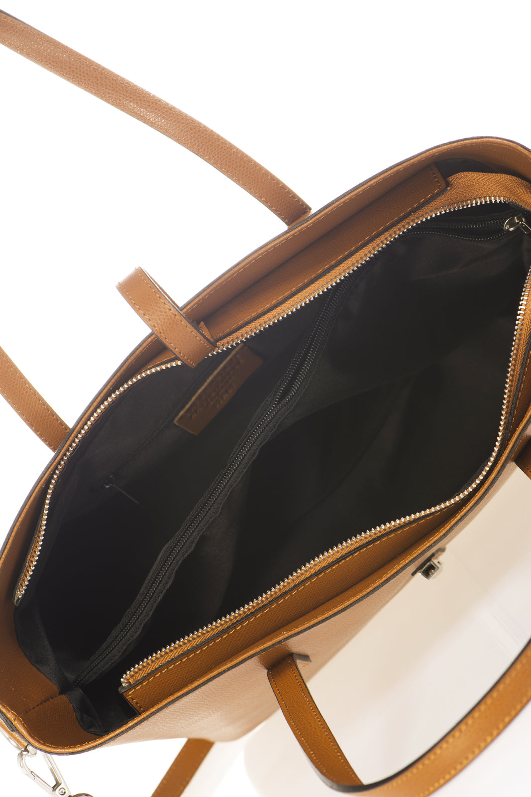MAREN Leather Top Handle Bag - Cognac