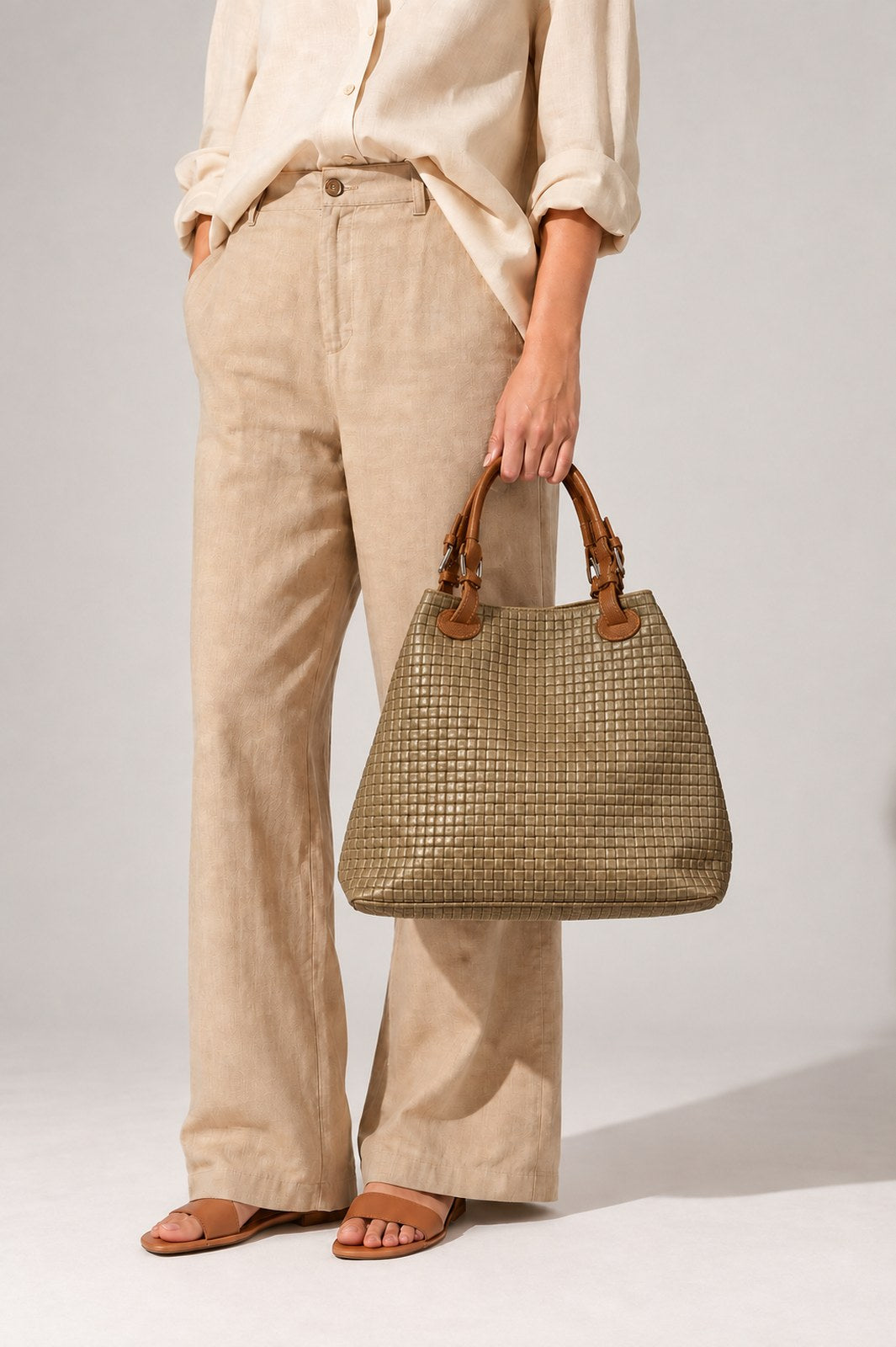 ARIA Leather Tote Bag - Fango