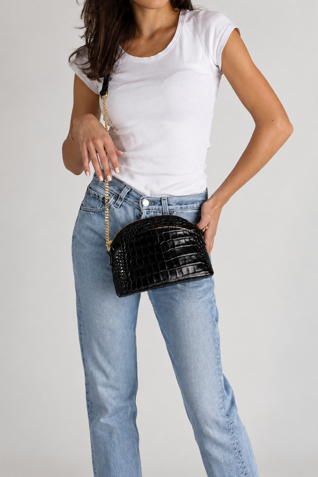 ZENA Leather Crossbody Bag - Black