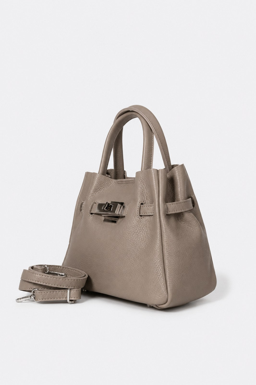 MIRANDA Leather Top Handle Bag - Fango