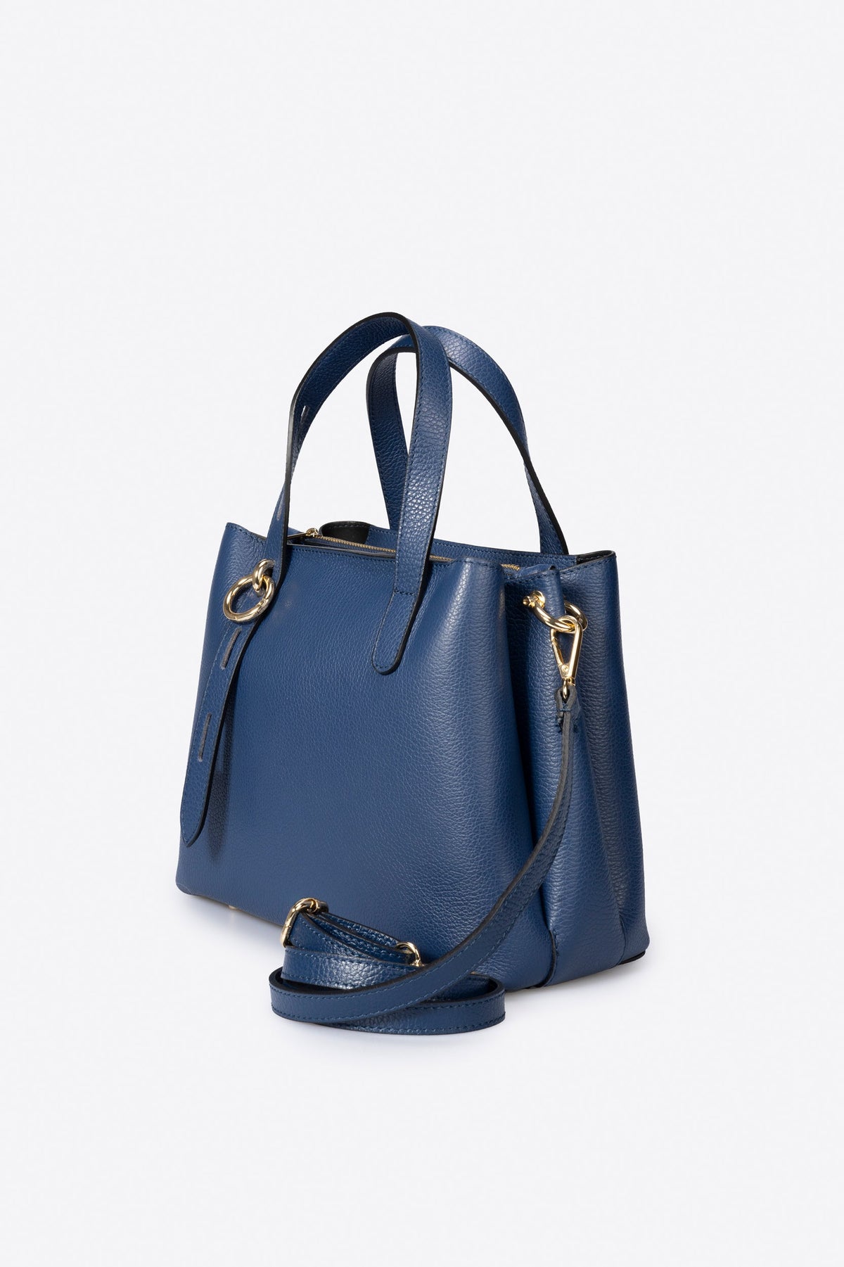 EMILY Leather Top Handle Bag - Blue