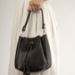 ELIZABETH Leather Bucket Bag - Black