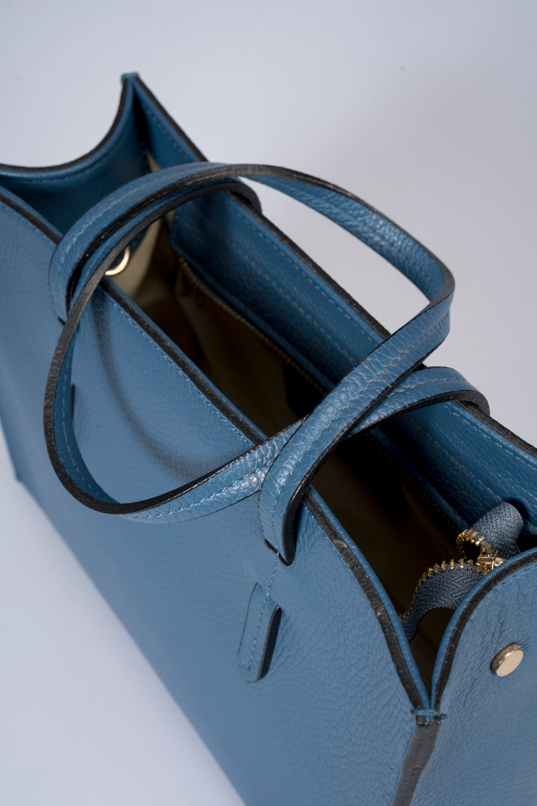 JENNA Leather Top Handle Bag - Blue