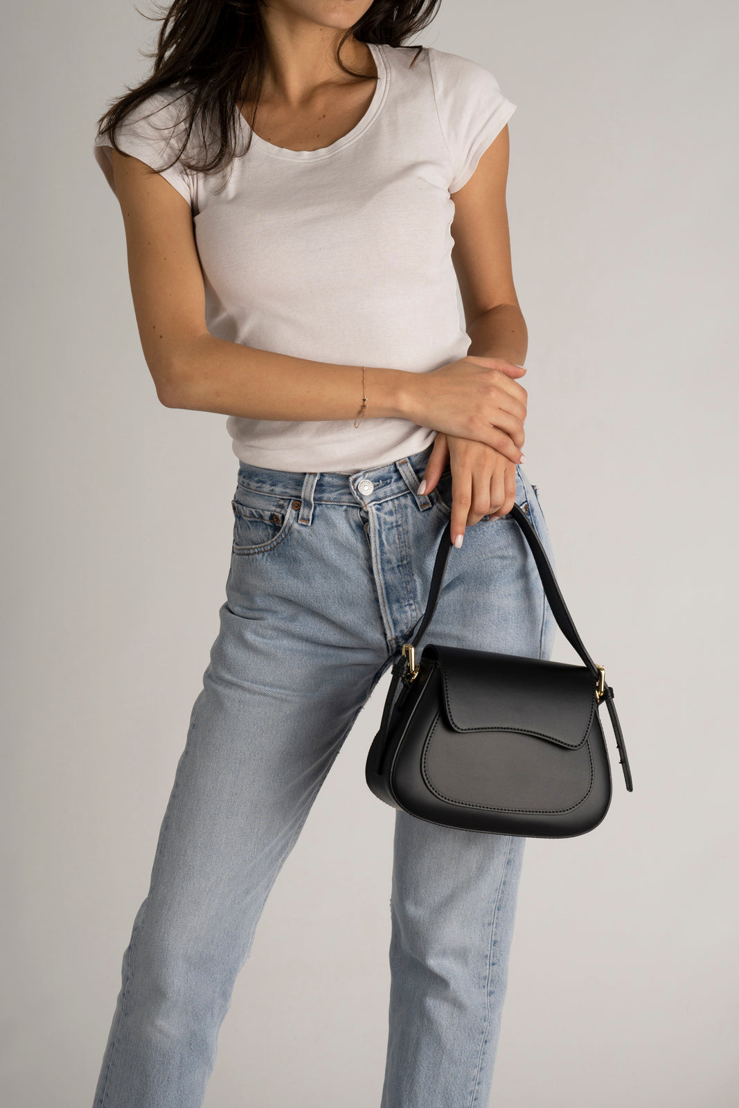 EDNA Leather Shoulder Bag - Nero