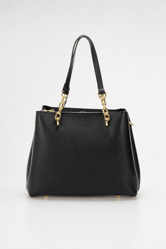 AURORA Leather Top Handle Bag - Black
