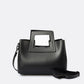 ANTHEA Leather Top Handle Bag - Black