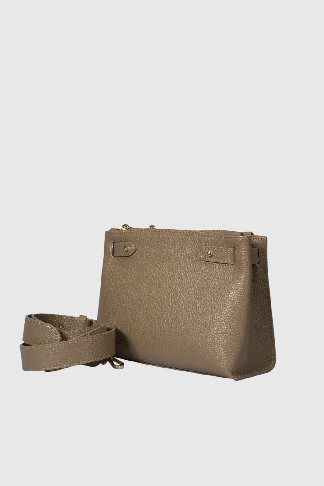 CAMILLE Leather Top Handle Bag - Fango