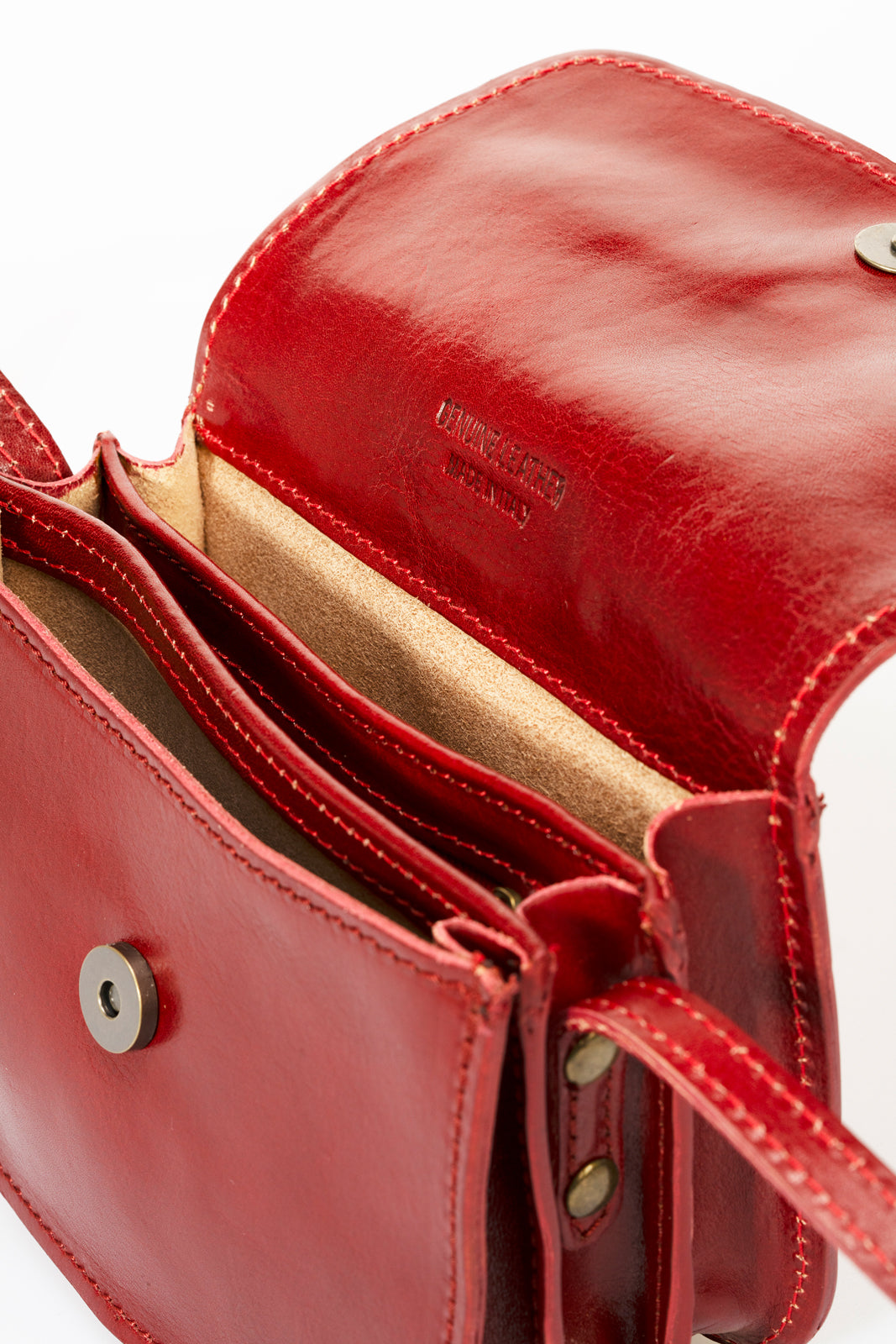 Leather Crossbody Bag 1045 - Red