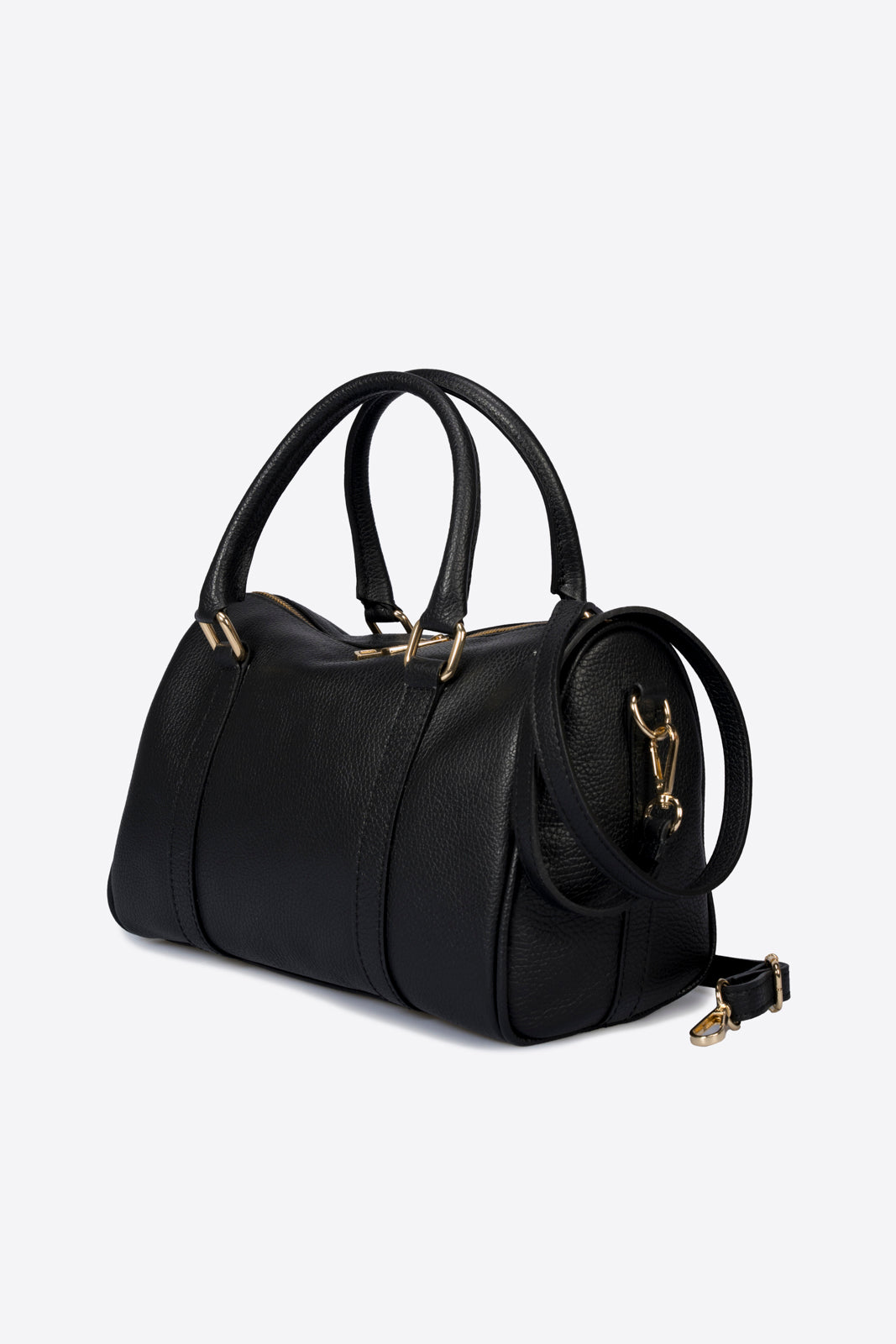 MIRIAM Leather Top Handle Bag - Black