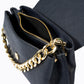 Leather Shoulder Bag 9647 - Black
