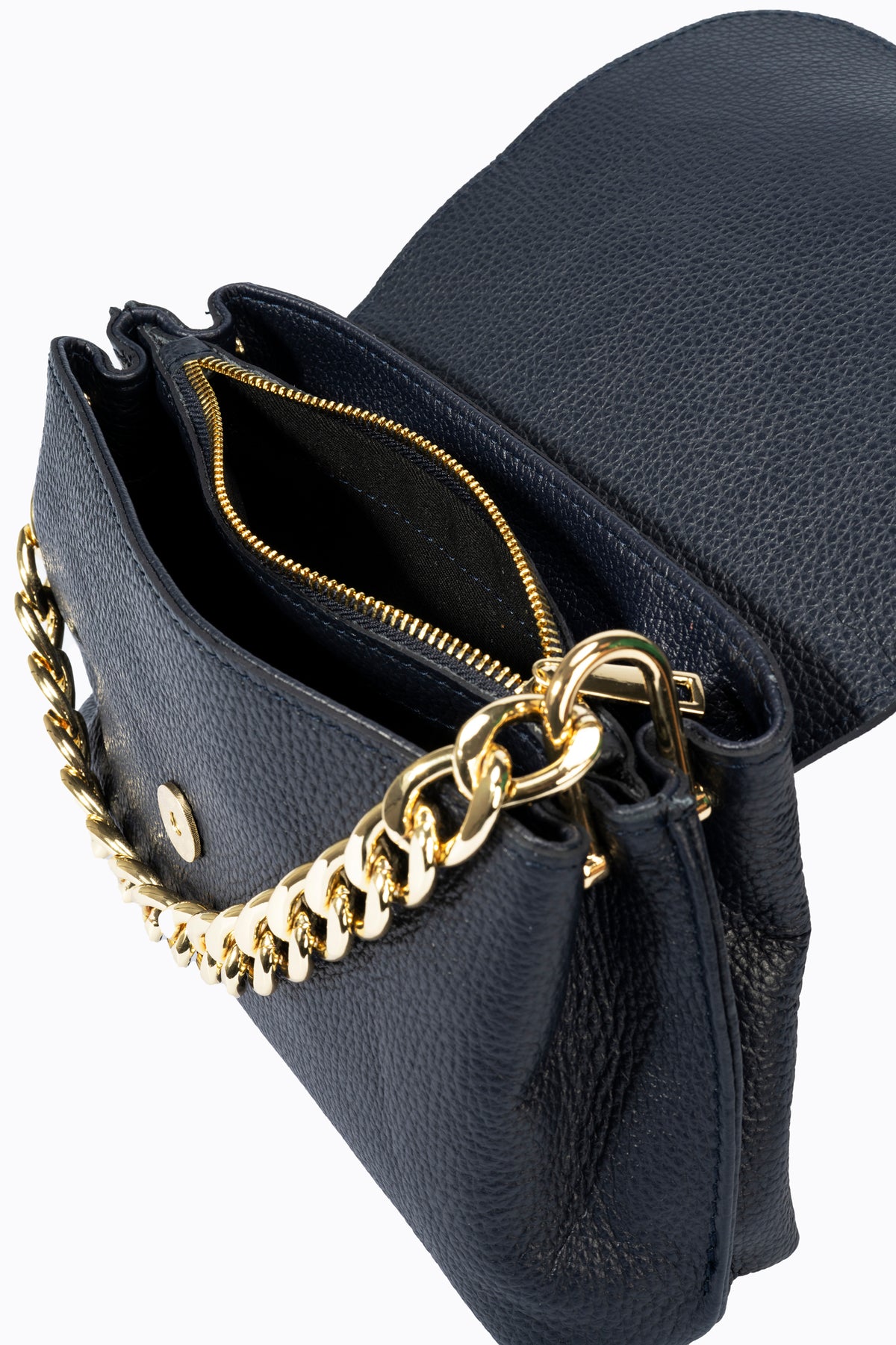Leather Shoulder Bag 9647 - Black
