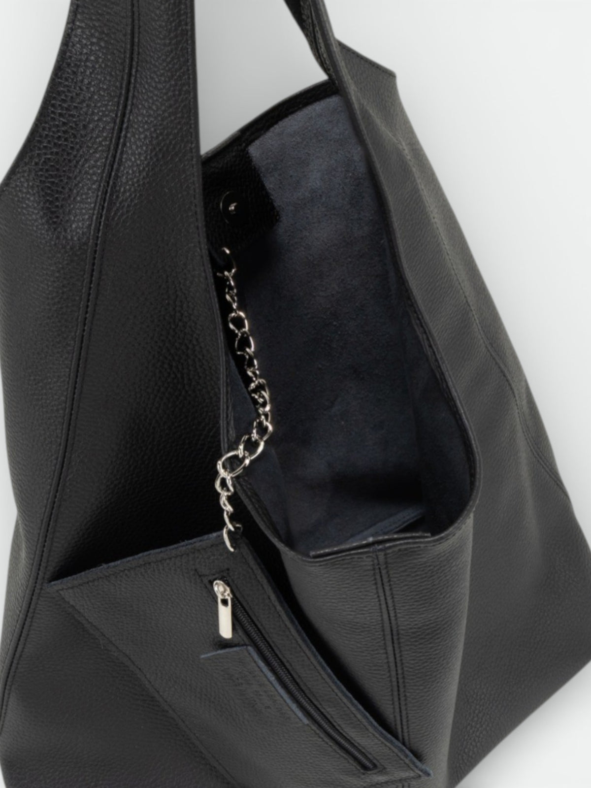 NADIA Leather Top Handle Bag - Black