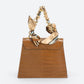 AYLA Leather Top Handle Bag - Cognac