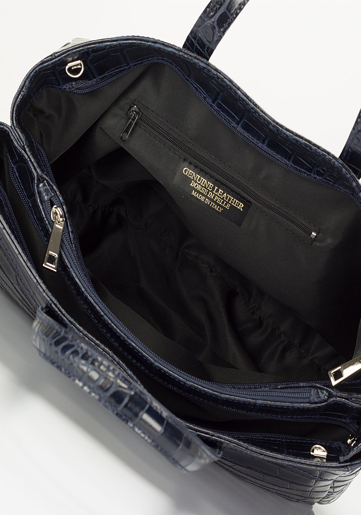 Leather Top Handle Bag 9909 - Blue