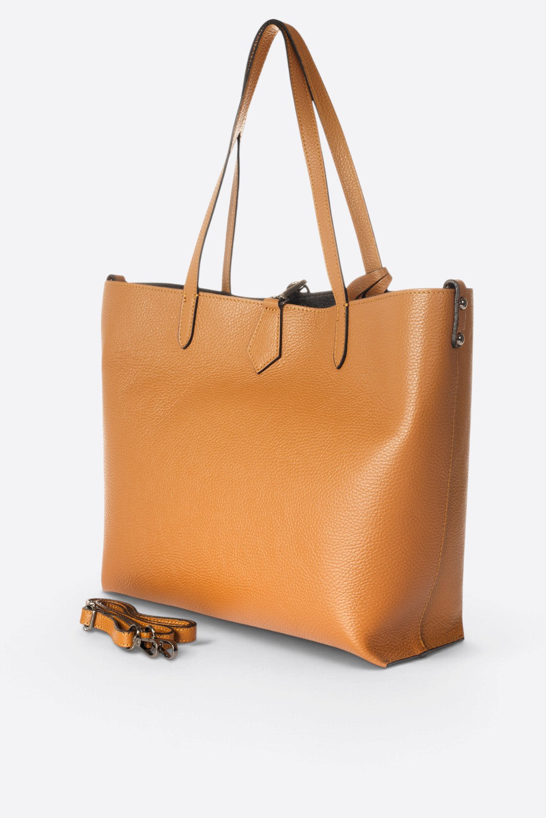 NIOBE Leather Tote Bag - Cognac Winter