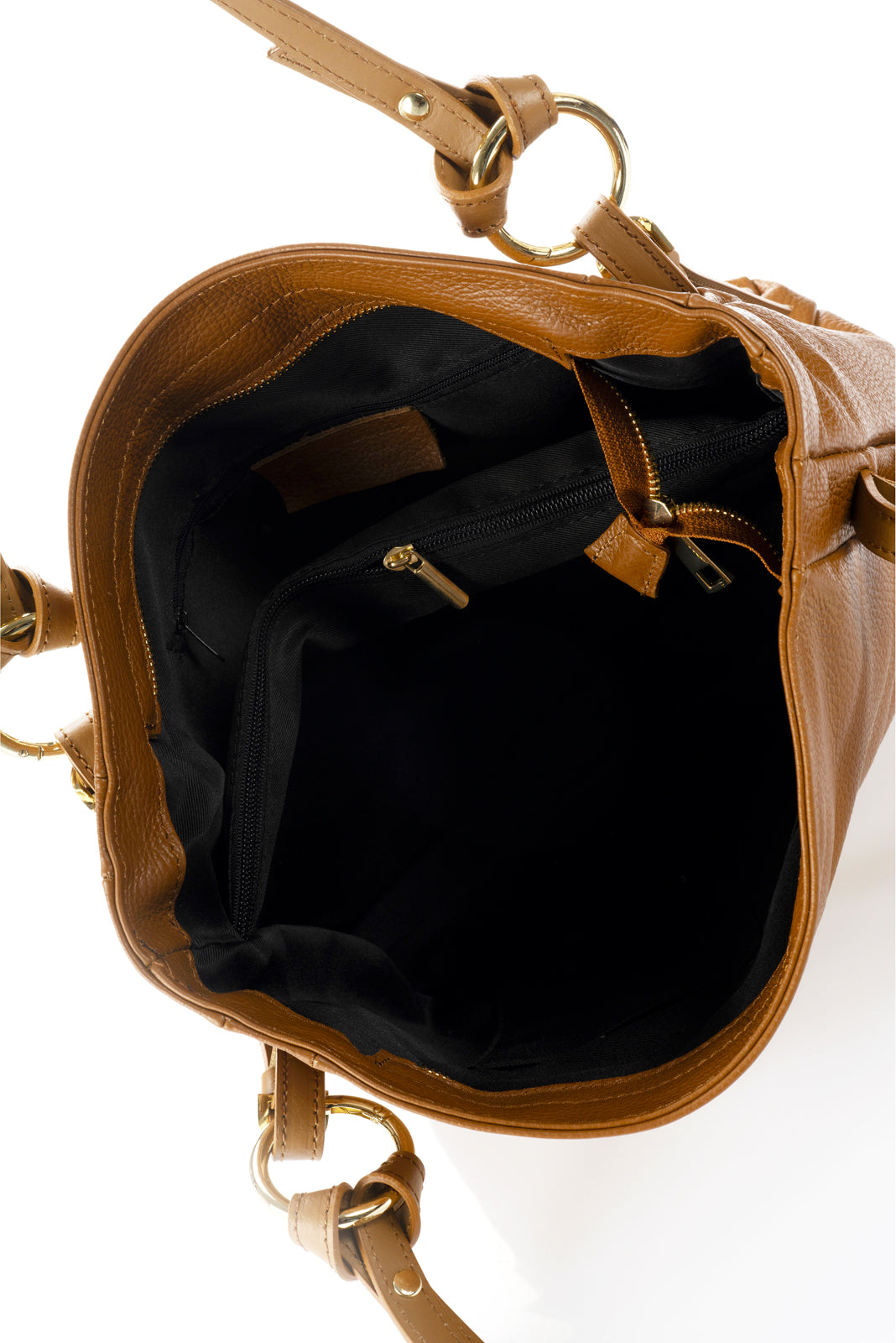 Leather Top Handle Bag 1246 - Cognac
