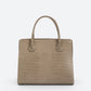 CASSANDRA Leather Top Handle Bag - Taupe