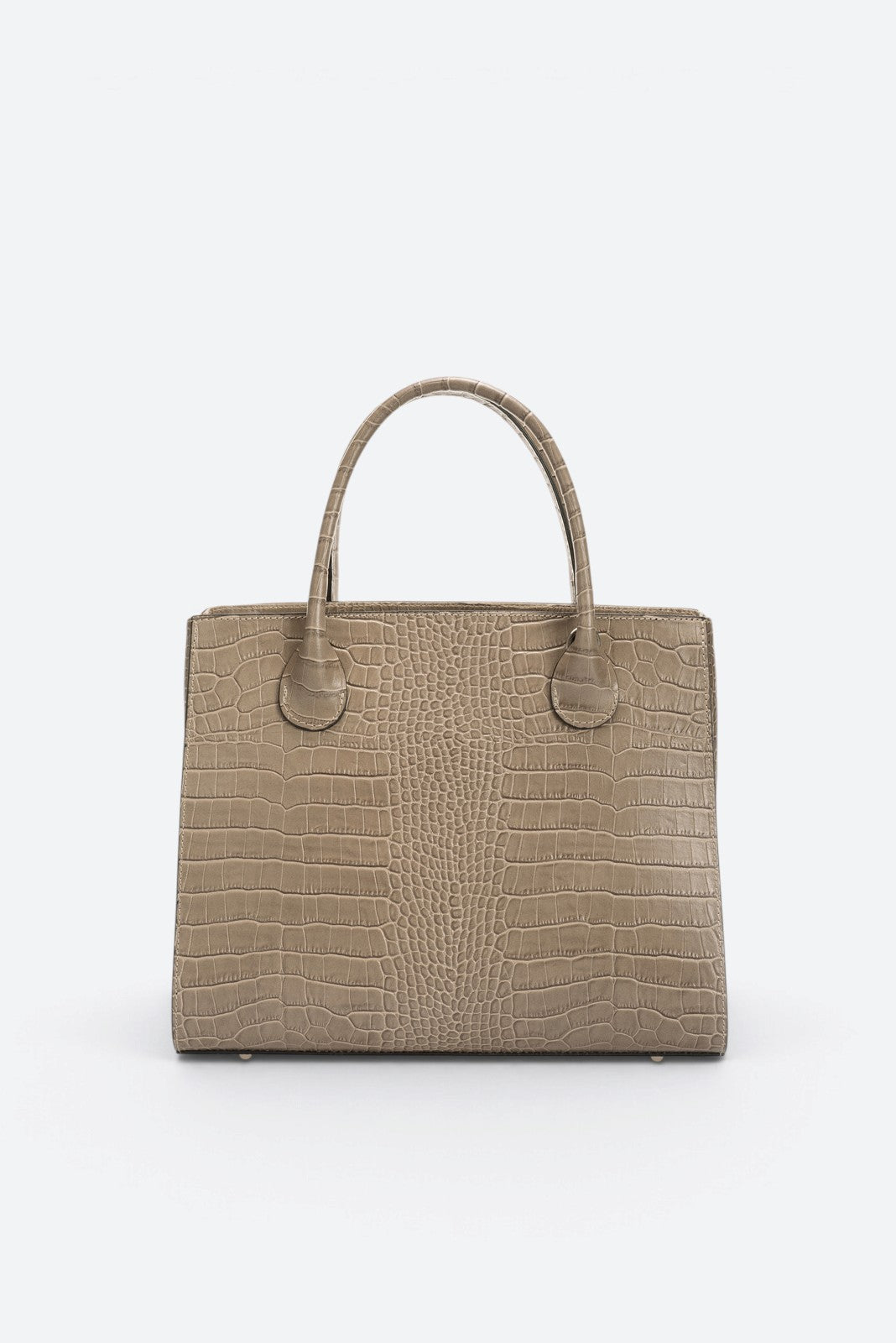 CASSANDRA Leather Top Handle Bag - Taupe