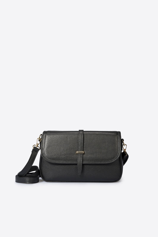 AMALFI Leather Crossbody Bag - Black
