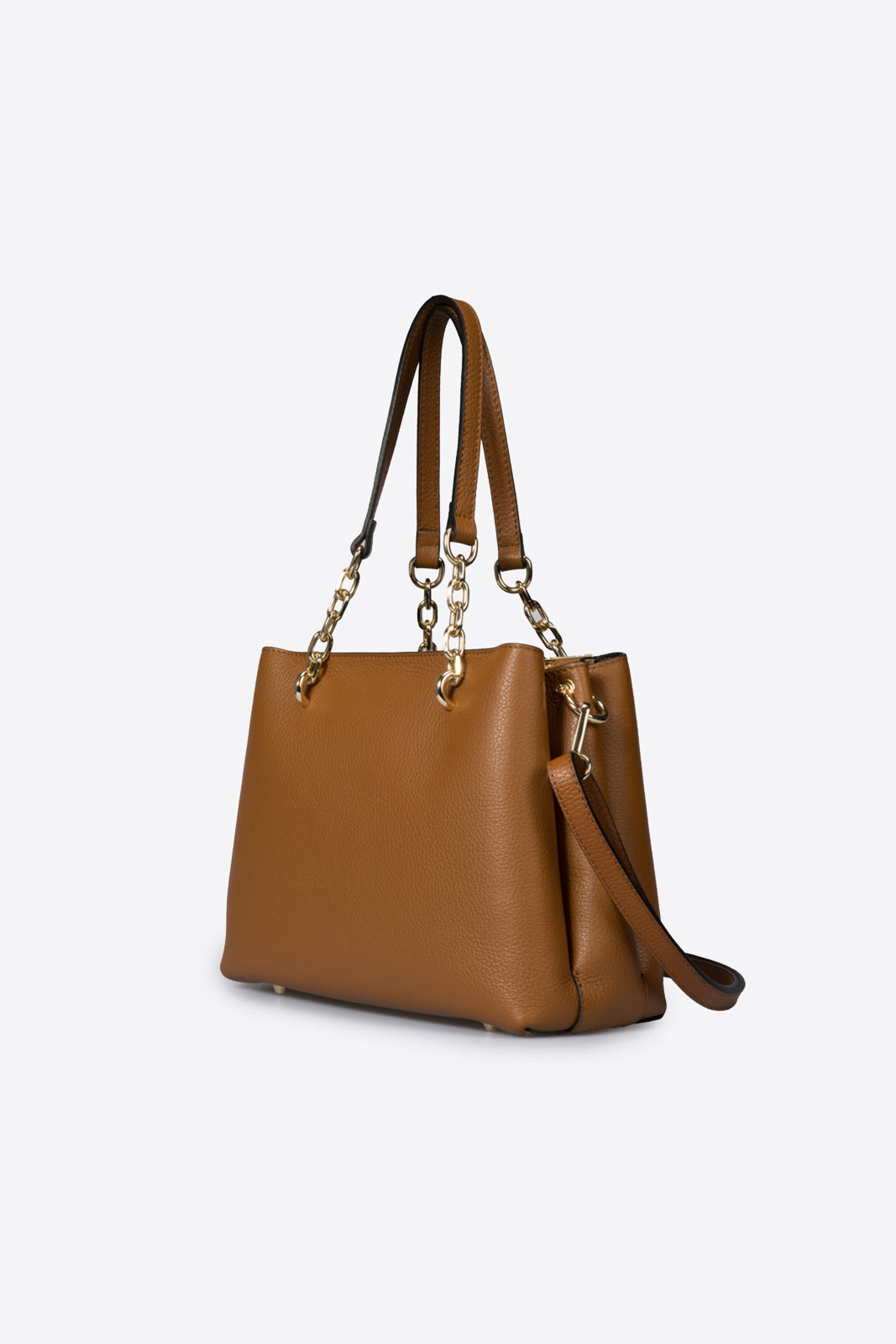 AURORA Leather Top Handle Bag - Cognac