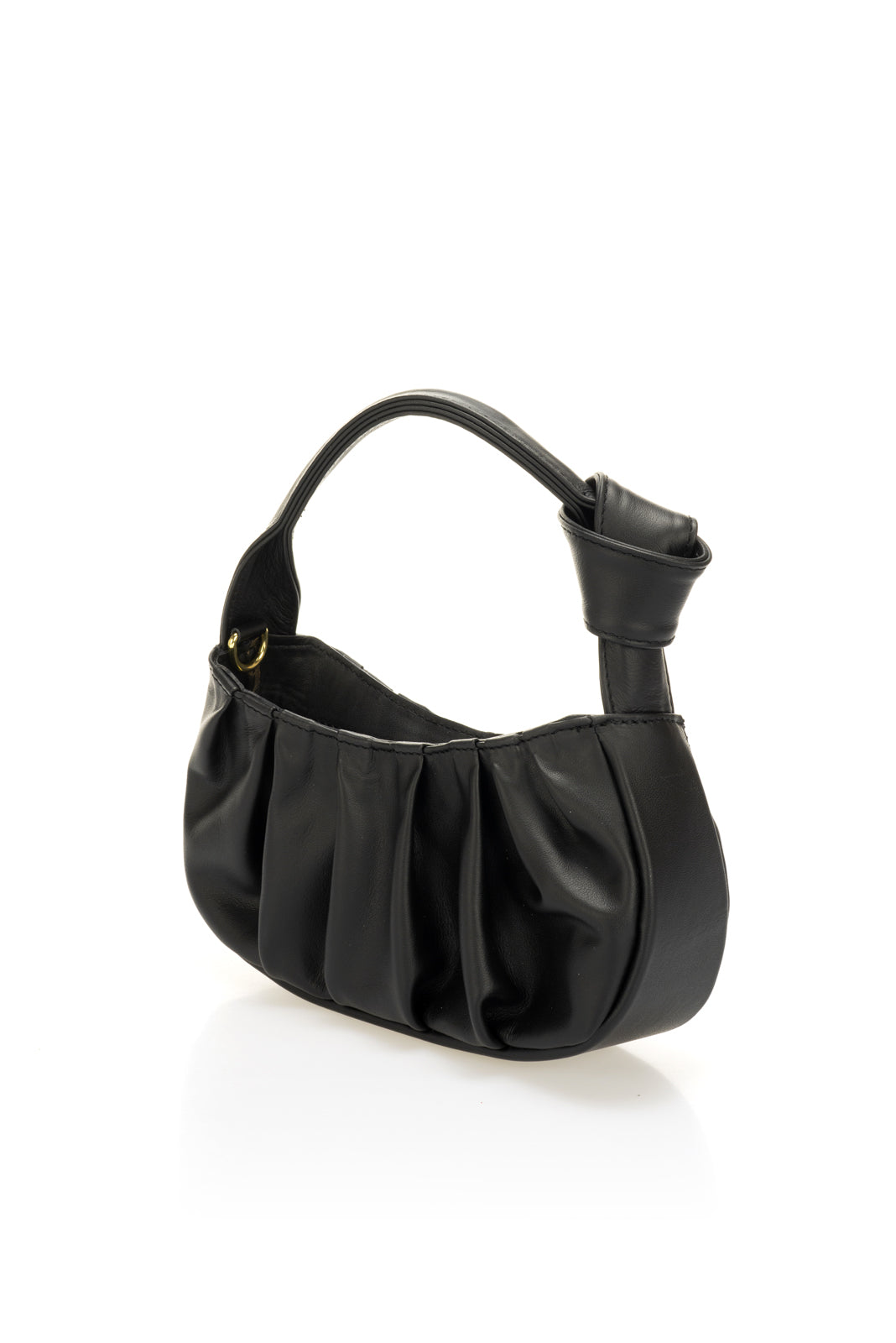 Leather Top Handle Bag KR1128 - Black