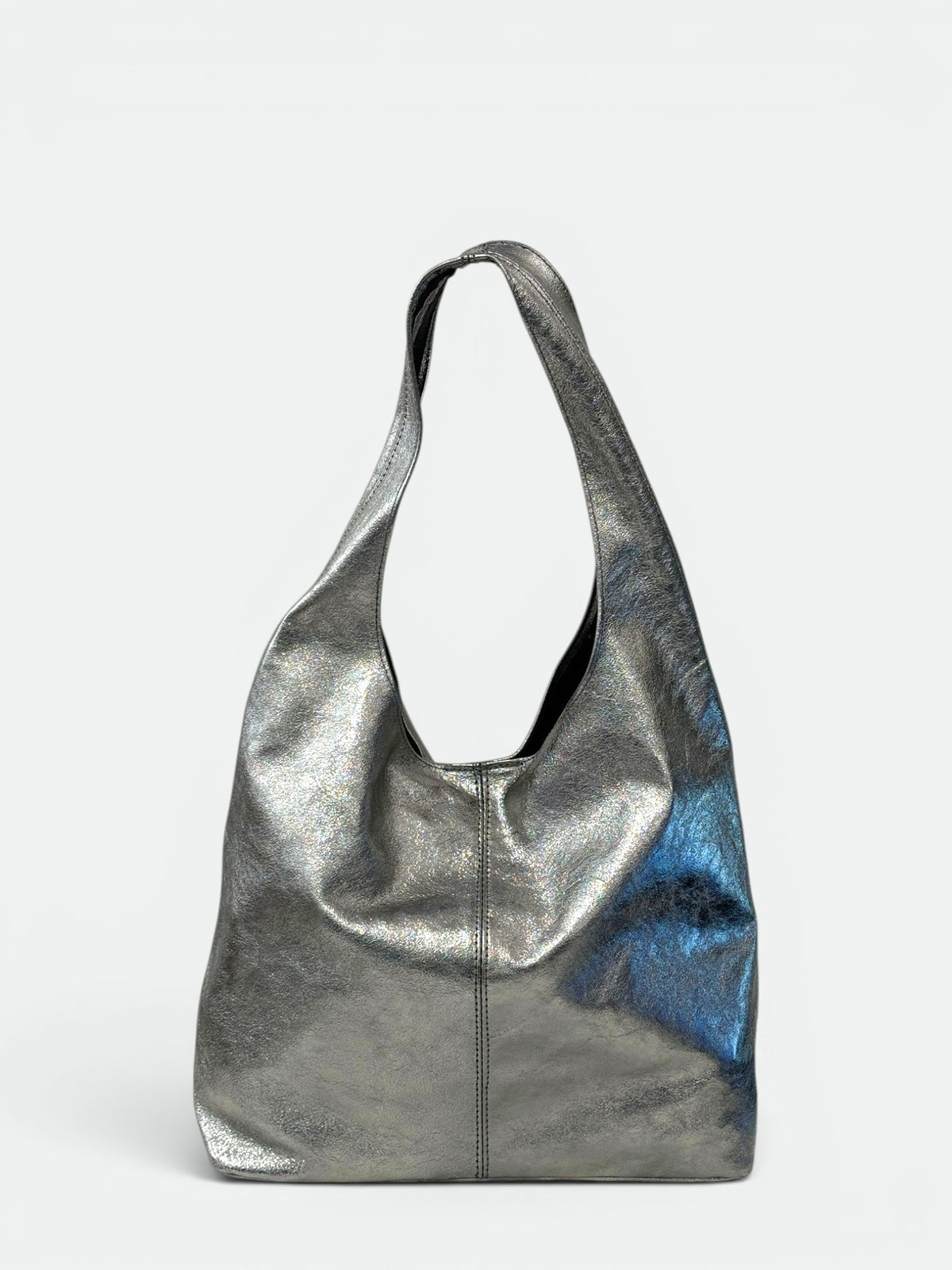 NADIA Leather Top Handle Bag - Silver