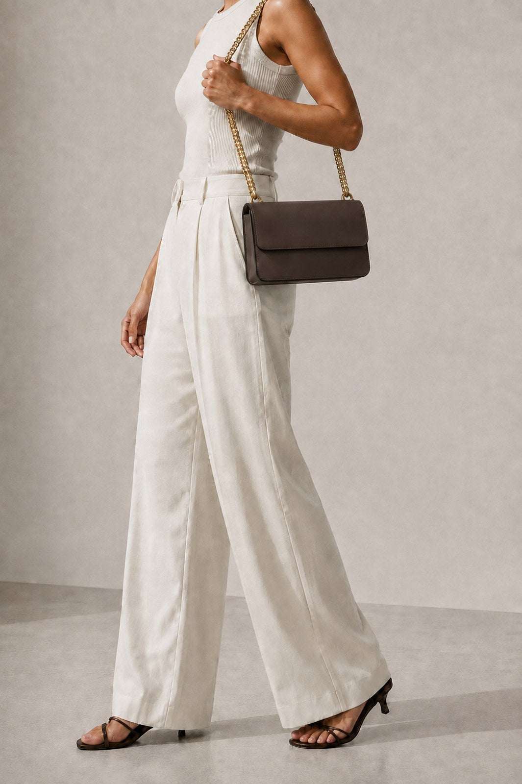 CALLIE Leather Crossbody Bag - Dark Brown