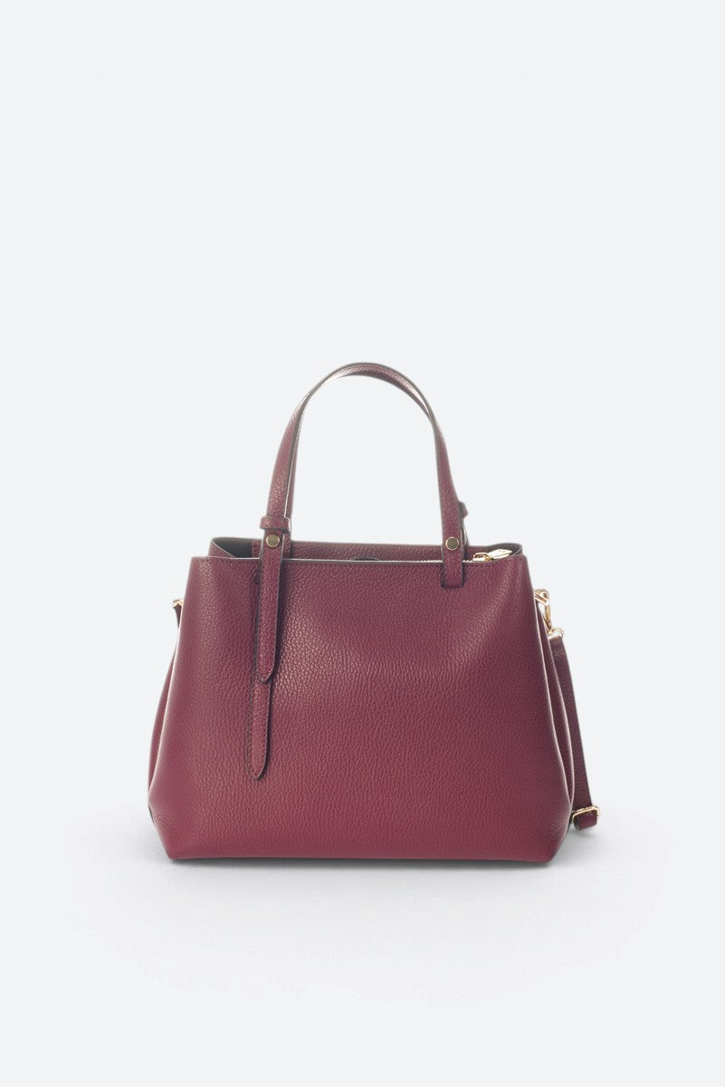 ORIETTA Leather Top Handle Bag - Wine