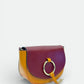 Leather Crossbody Bag 8058 - Cognac + Red