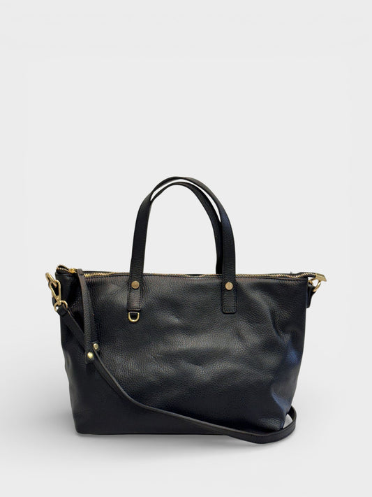 Leather Top Handle Bag 5875 - Black