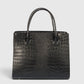 CASSANDRA Leather Top Handle Bag - Black