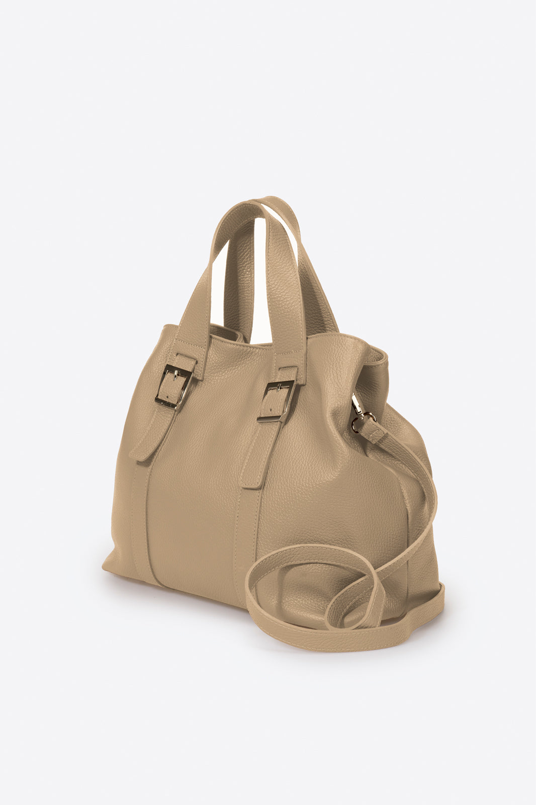 PIPER Leather Top Handle Bag - Cappuccino