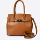 GRETA Leather Top Handle Bag - Cognac
